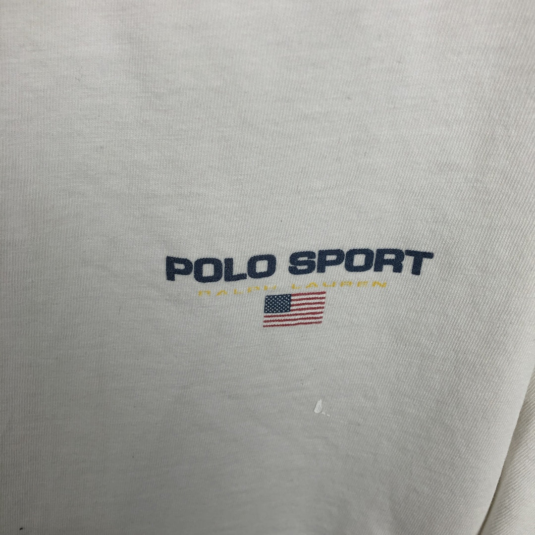 90'S Ralph Lauren POLO SPORT Short-Sleeve Logo T-Shirt, Made in USA, Men's Size M (approx.), Vintage cotton white type Vintage Second Hand
