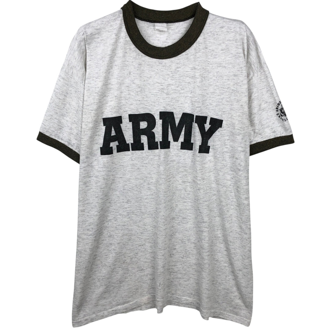 Military ringer t-shirt, men's size M equivalent, vintage. unclear gray type Vintage Second Hand