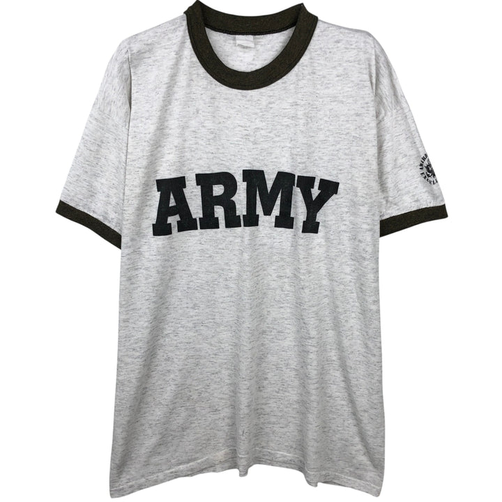Military ringer t-shirt, men's size M equivalent, vintage. unclear gray type Vintage Second Hand