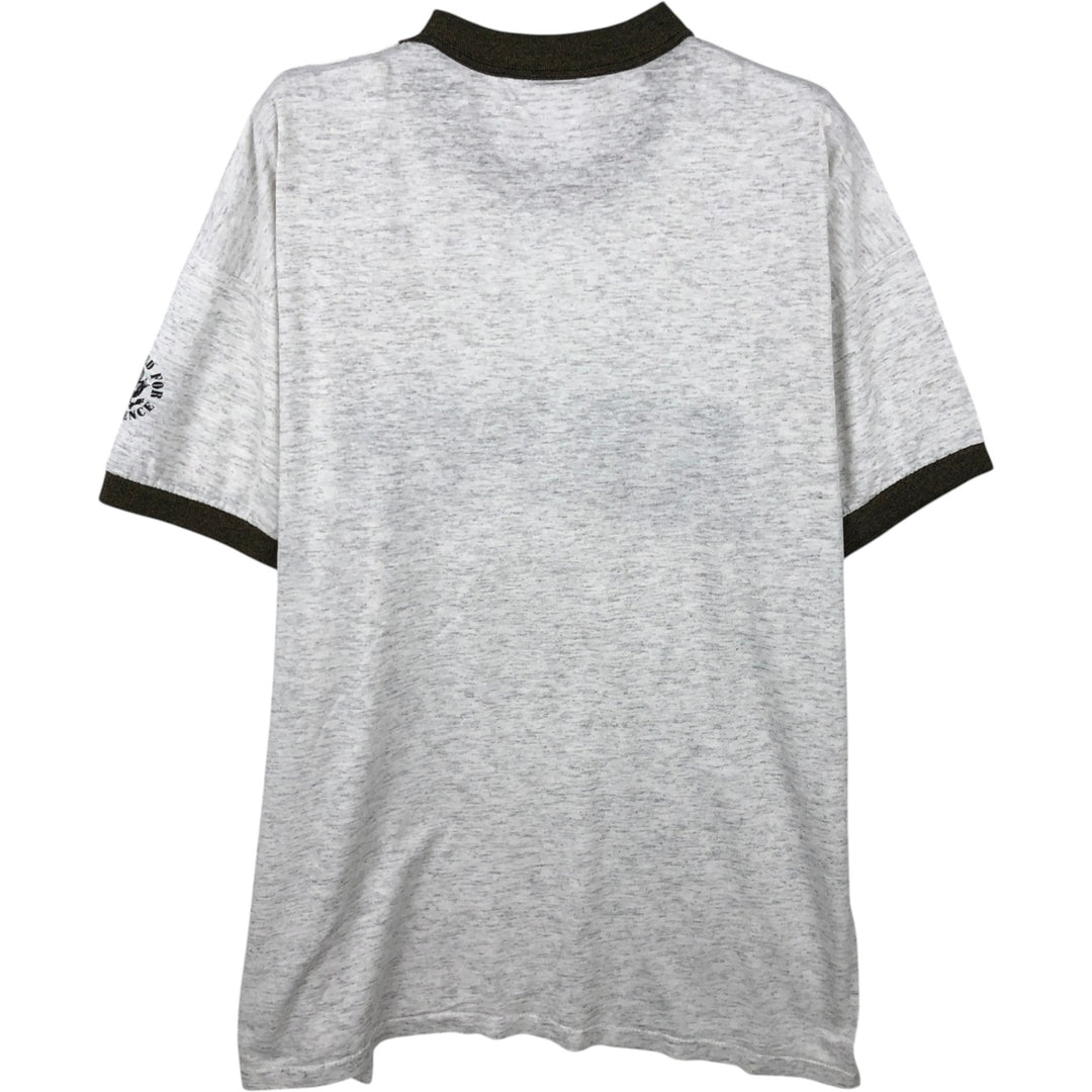 Military ringer t-shirt, men's size M equivalent, vintage. unclear gray type Vintage Second Hand