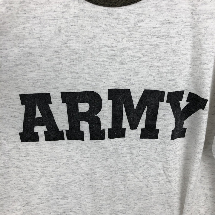 Military ringer t-shirt, men's size M equivalent, vintage. unclear gray type Vintage Second Hand