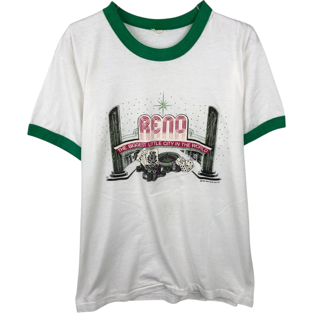 80'S Ringer T-shirt, Men's Size M (approx.), Vintage unclear white type Vintage Second Hand