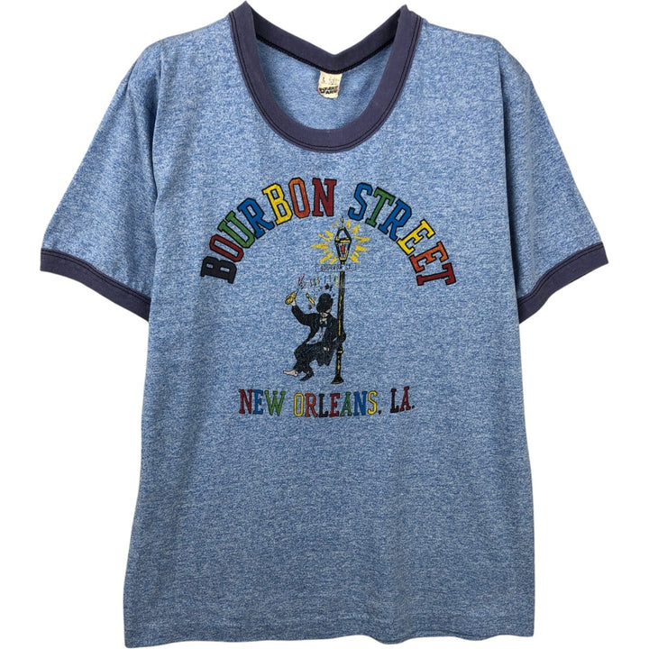 Vintage 1980'S Screen Stars Ringer T-shirt, Made in USA, Men's Size L cotton blue type Vintage Second Hand