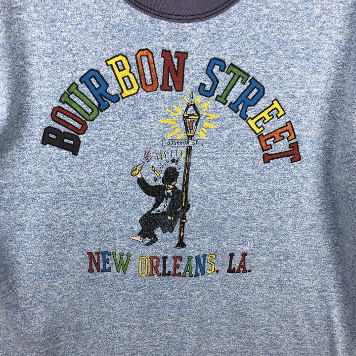 Vintage 1980'S Screen Stars Ringer T-shirt, Made in USA, Men's Size L cotton blue type Vintage Second Hand