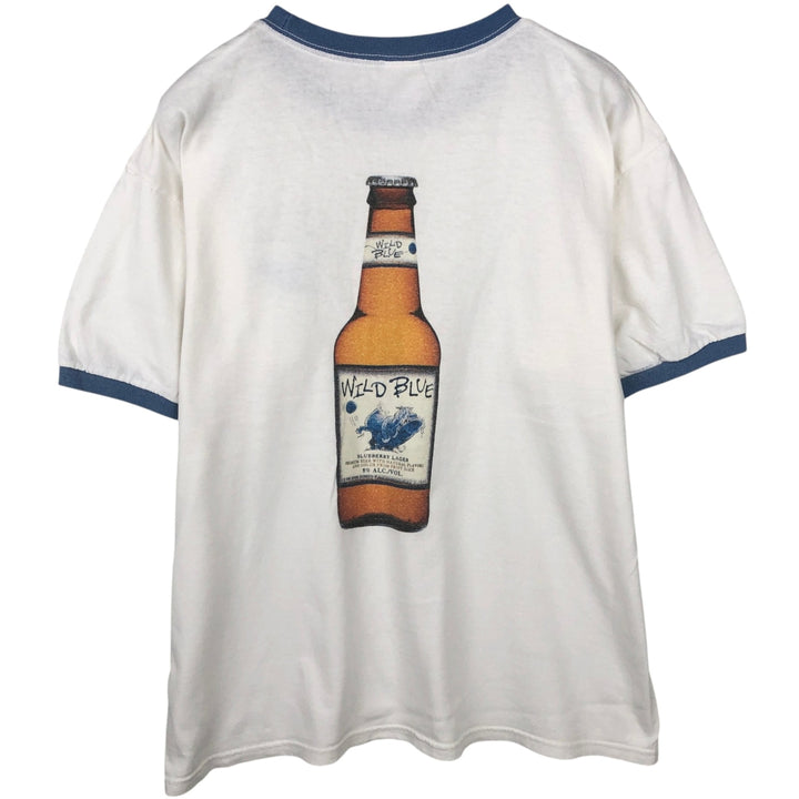 Anvil ANHEUSER-BUSCH Advertising Ringer T-Shirt, Men's Size L (approx.) cotton white type Vintage Second Hand