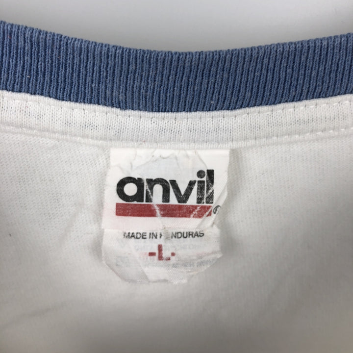 Anvil ANHEUSER-BUSCH Advertising Ringer T-Shirt, Men's Size L (approx.) cotton white type Vintage Second Hand