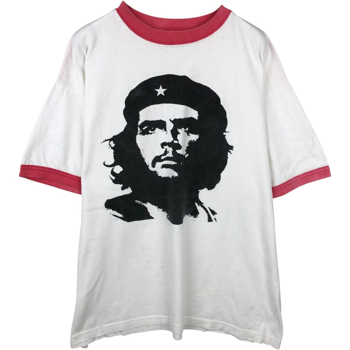 e-MEN'S CLUB Che Guevara Ringer T-Shirt (Men's XL equivalent) cotton white type Vintage Second Hand