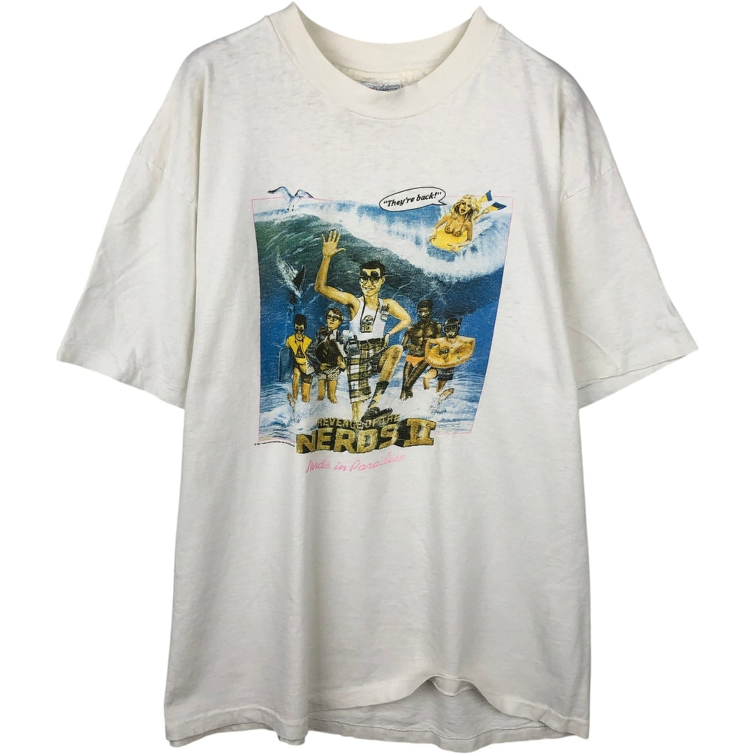 80'S Hanes REVENGE OF THE NERDS II Movie T-Shirt, Made in USA, Men's XL equivalent, Vintage cotton white type Vintage Second Hand