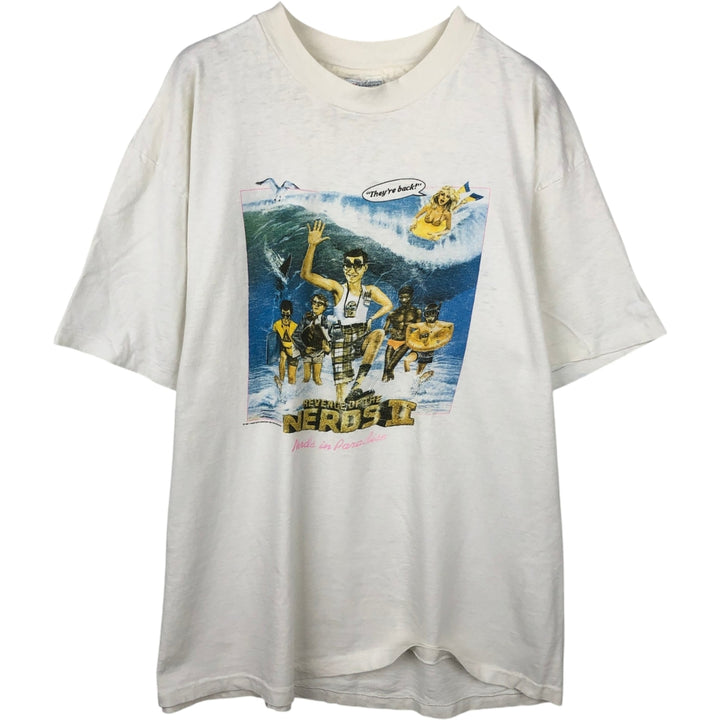 80'S Hanes REVENGE OF THE NERDS II Movie T-Shirt, Made in USA, Men's XL equivalent, Vintage cotton white type Vintage Second Hand