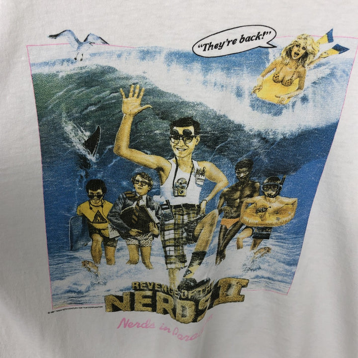 80'S Hanes REVENGE OF THE NERDS II Movie T-Shirt, Made in USA, Men's XL equivalent, Vintage cotton white type Vintage Second Hand