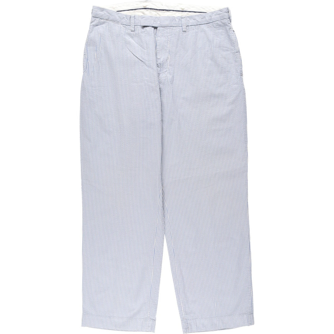 Ralph Lauren POLO by Ralph Lauren Stripe Pattern Seersucker Cotton Slacks Pants Men's W36 (approx.) cotton white type Vintage Second Hand