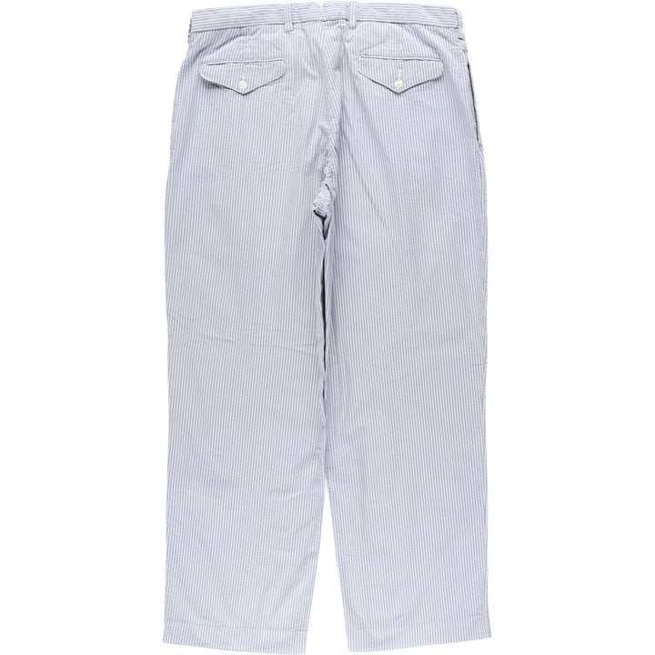 Ralph Lauren POLO by Ralph Lauren Stripe Pattern Seersucker Cotton Slacks Pants Men's W36 (approx.) cotton white type Vintage Second Hand
