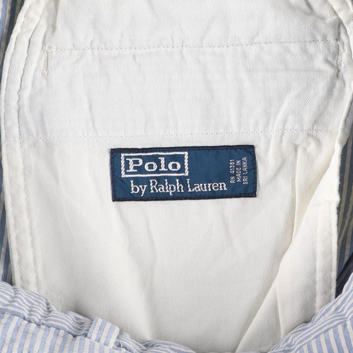 Ralph Lauren POLO by Ralph Lauren Stripe Pattern Seersucker Cotton Slacks Pants Men's W36 (approx.) cotton white type Vintage Second Hand
