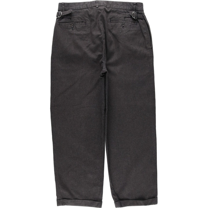 Ralph Lauren POLO by Ralph Lauren Houndstooth Pattern Two-Pleated Cotton Slacks, Men's Size W32 cotton gray type Vintage Second Hand