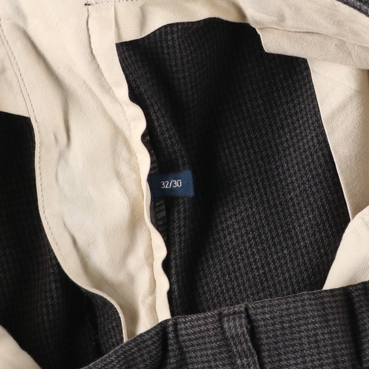 Ralph Lauren POLO by Ralph Lauren Houndstooth Pattern Two-Pleated Cotton Slacks, Men's Size W32 cotton gray type Vintage Second Hand