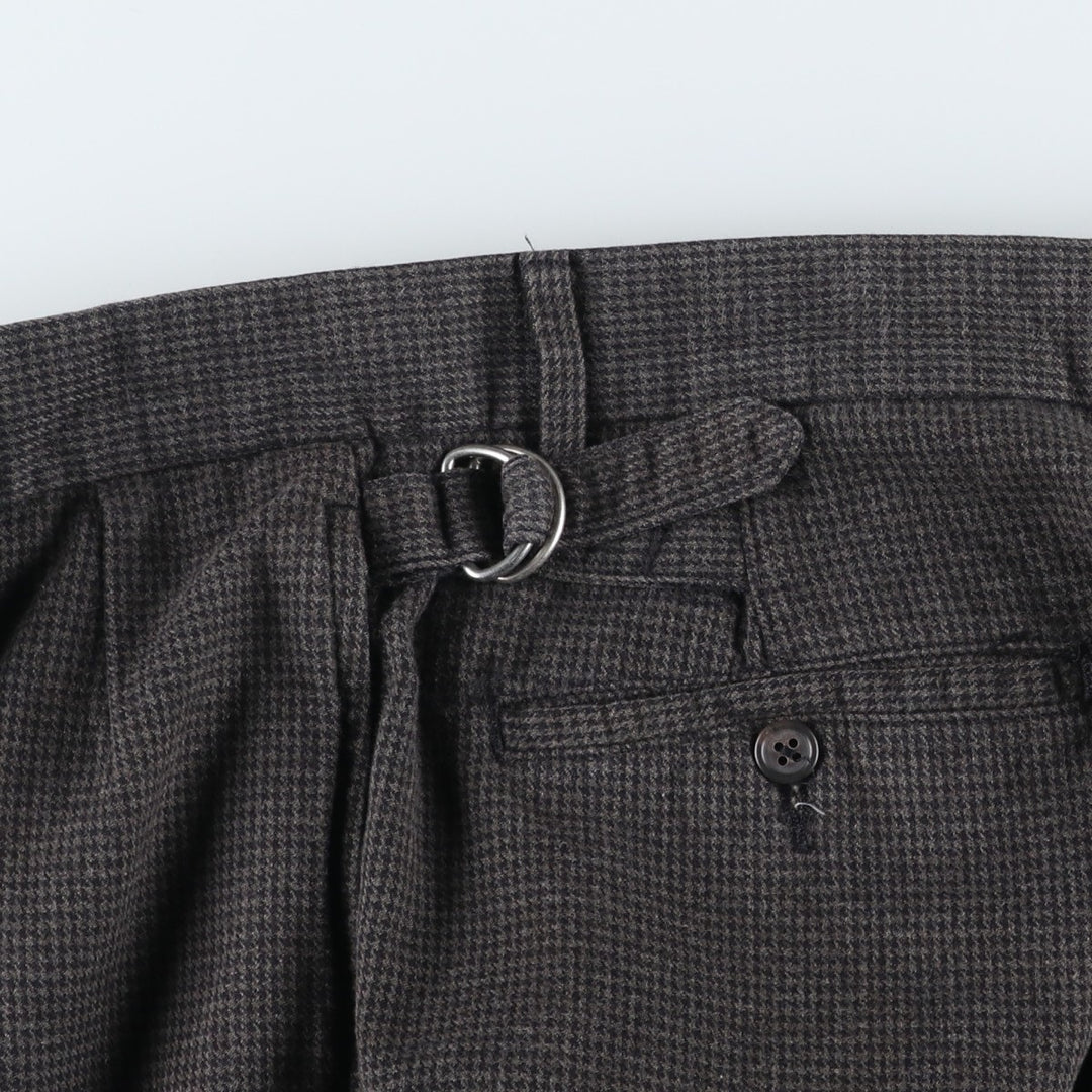 Ralph Lauren POLO by Ralph Lauren Houndstooth Pattern Two-Pleated Cotton Slacks, Men's Size W32 cotton gray type Vintage Second Hand