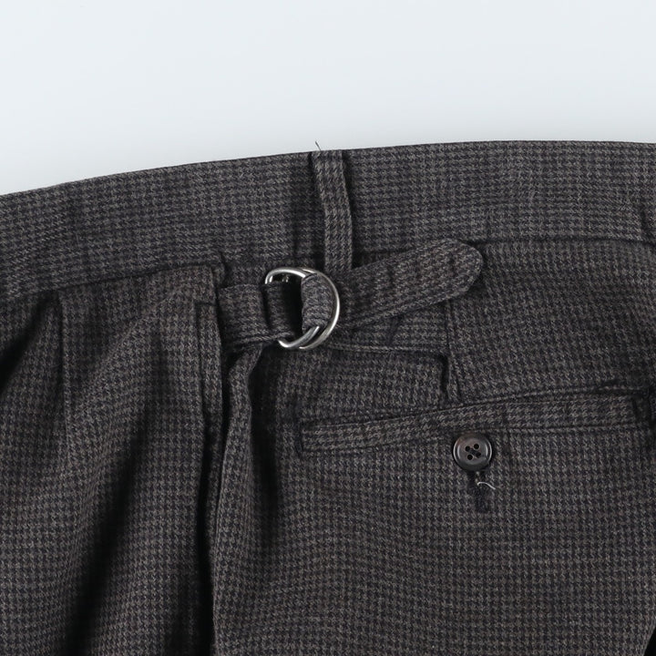 Ralph Lauren POLO by Ralph Lauren Houndstooth Pattern Two-Pleated Cotton Slacks, Men's Size W32 cotton gray type Vintage Second Hand