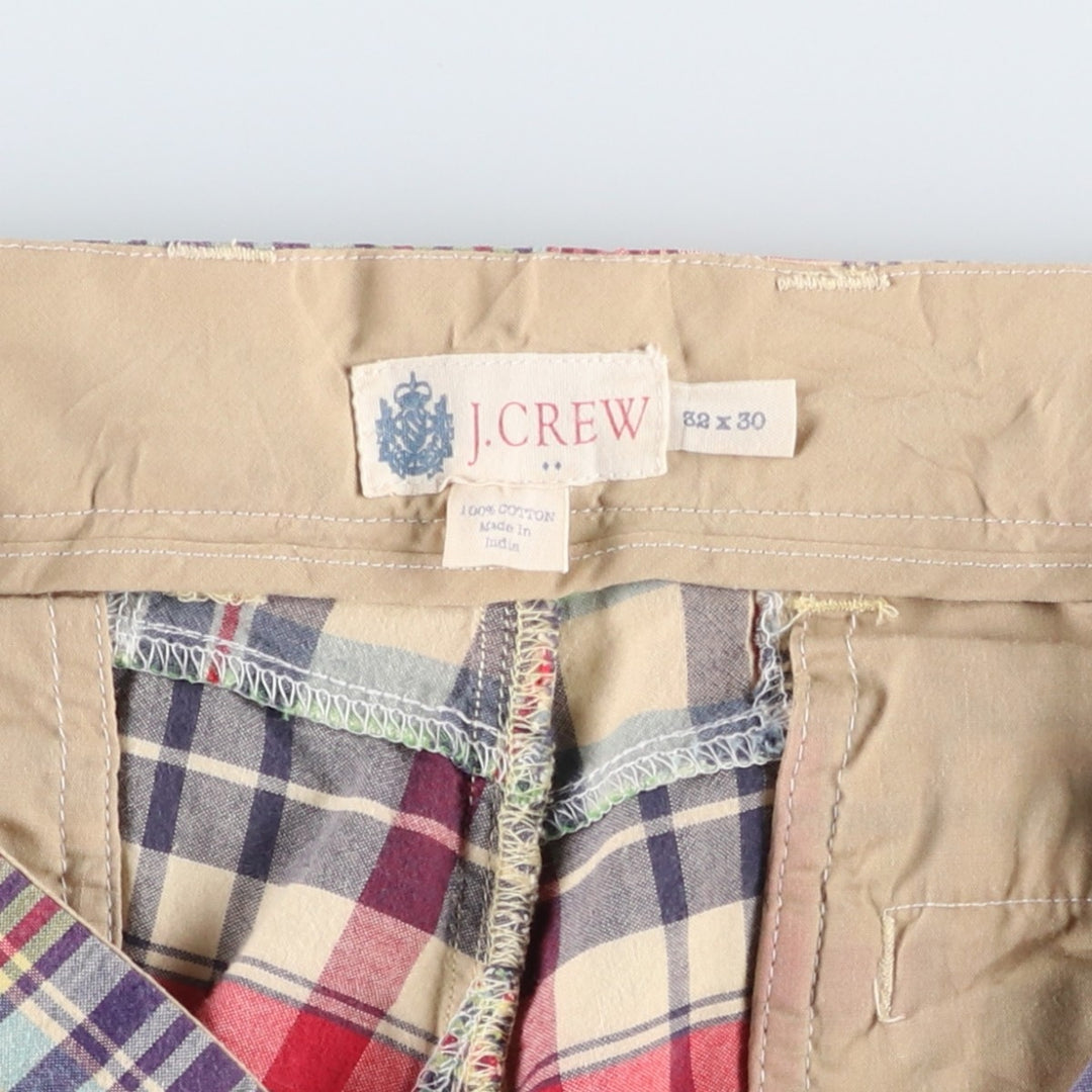 J.Crew Check Pattern Patchwork Cotton Slacks Pants, Men's W35 (approx.) cotton red type Vintage Second Hand