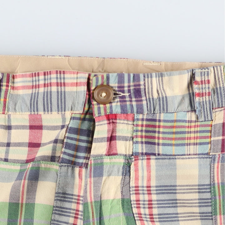 J.Crew Check Pattern Patchwork Cotton Slacks Pants, Men's W35 (approx.) cotton red type Vintage Second Hand