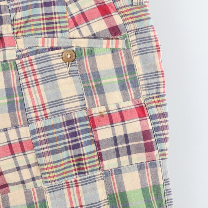 J.Crew Check Pattern Patchwork Cotton Slacks Pants, Men's W35 (approx.) cotton red type Vintage Second Hand