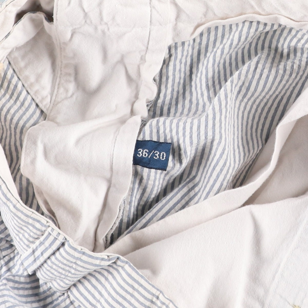 Ralph Lauren POLO by Ralph Lauren striped seersucker two-pleat cotton slacks, men's size W35. cotton Blue type light blue Vintage Second Hand