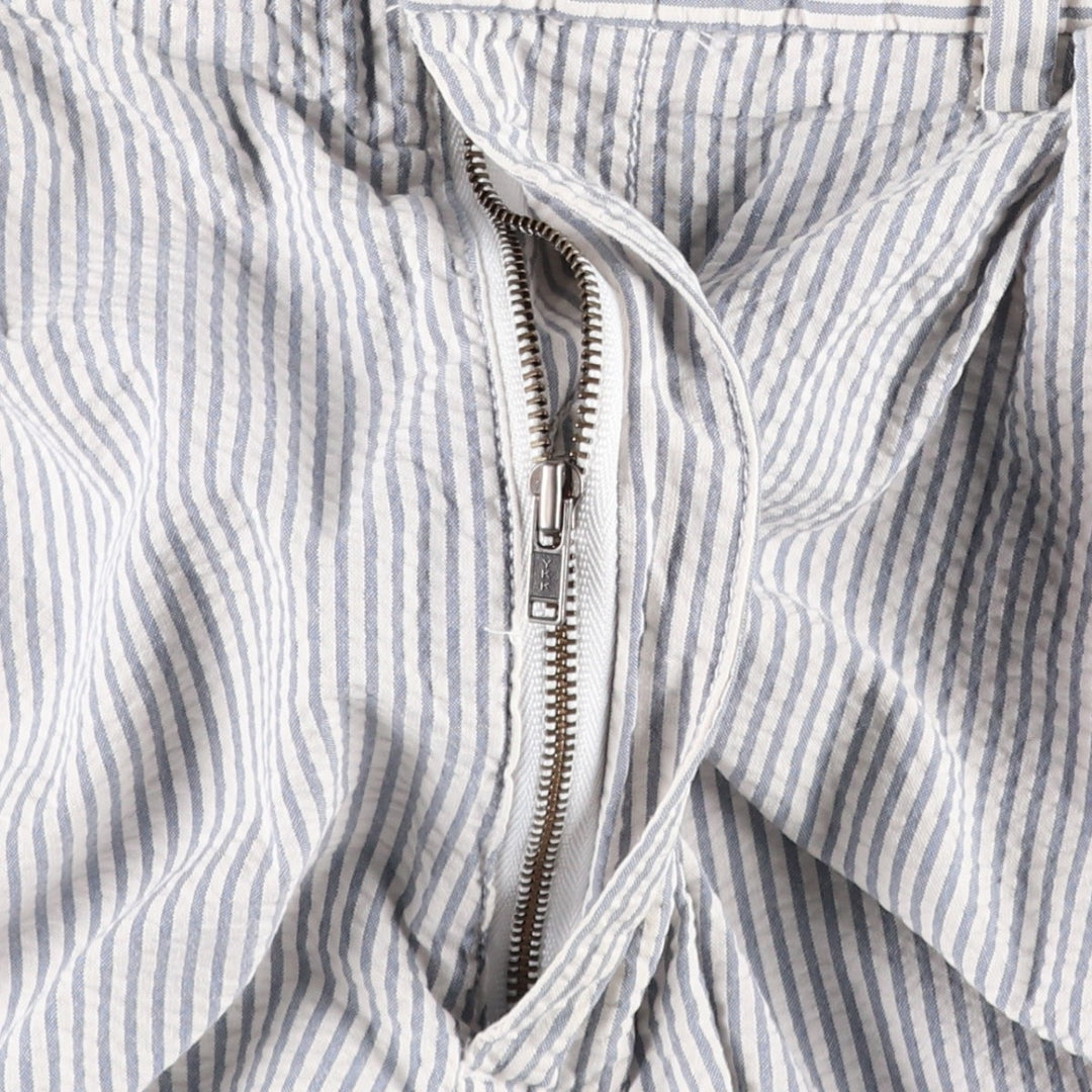 Ralph Lauren POLO by Ralph Lauren striped seersucker two-pleat cotton slacks, men's size W35. cotton Blue type light blue Vintage Second Hand