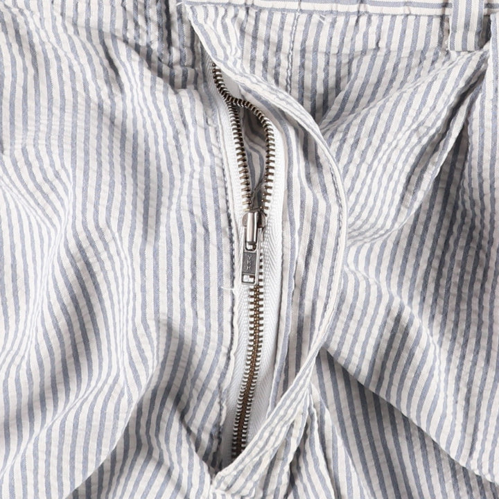 Ralph Lauren POLO by Ralph Lauren striped seersucker two-pleat cotton slacks, men's size W35. cotton Blue type light blue Vintage Second Hand