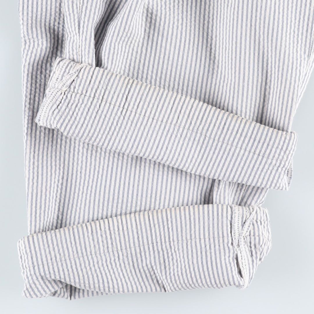 Ralph Lauren POLO by Ralph Lauren striped seersucker two-pleat cotton slacks, men's size W35. cotton Blue type light blue Vintage Second Hand