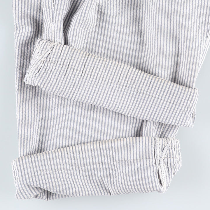 Ralph Lauren POLO by Ralph Lauren striped seersucker two-pleat cotton slacks, men's size W35. cotton Blue type light blue Vintage Second Hand