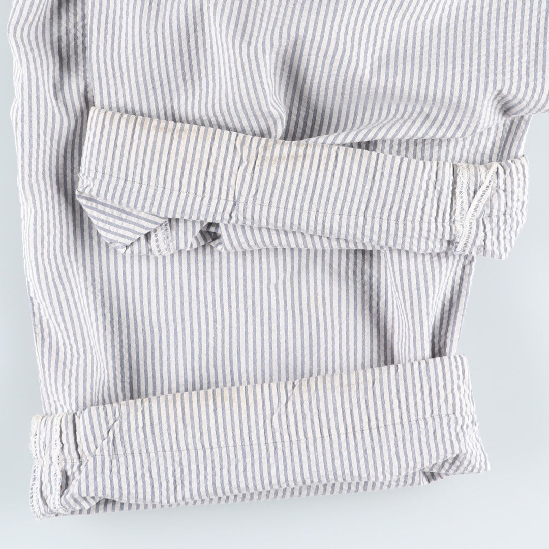 Ralph Lauren POLO by Ralph Lauren striped seersucker two-pleat cotton slacks, men's size W35. cotton Blue type light blue Vintage Second Hand
