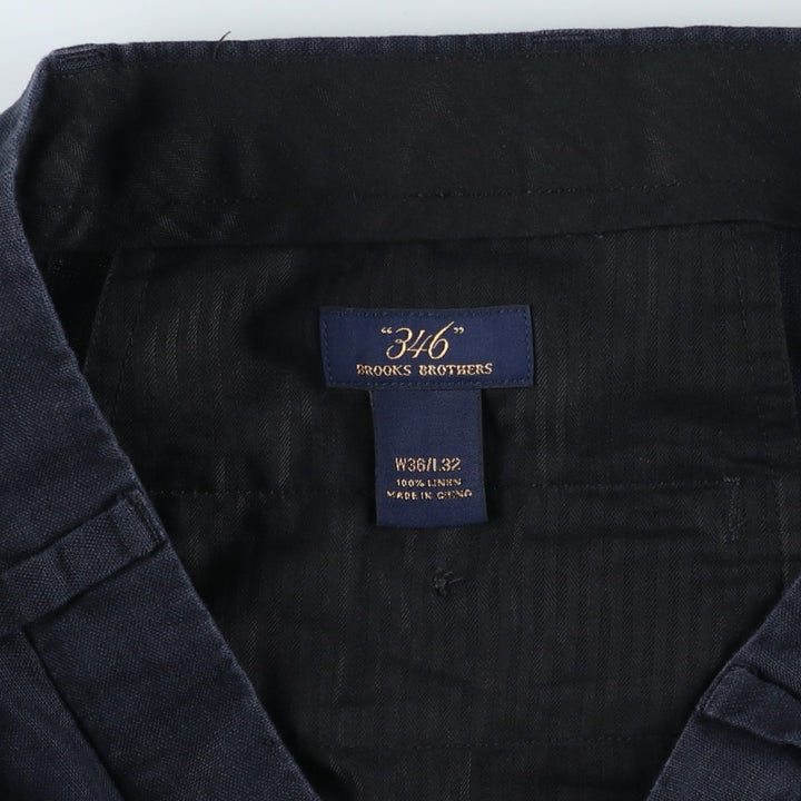 Brooks Brothers 346 Two-pleat Linen Pants, Men's Size 34 (equivalent to W34) linen navy blue type Vintage Second Hand
