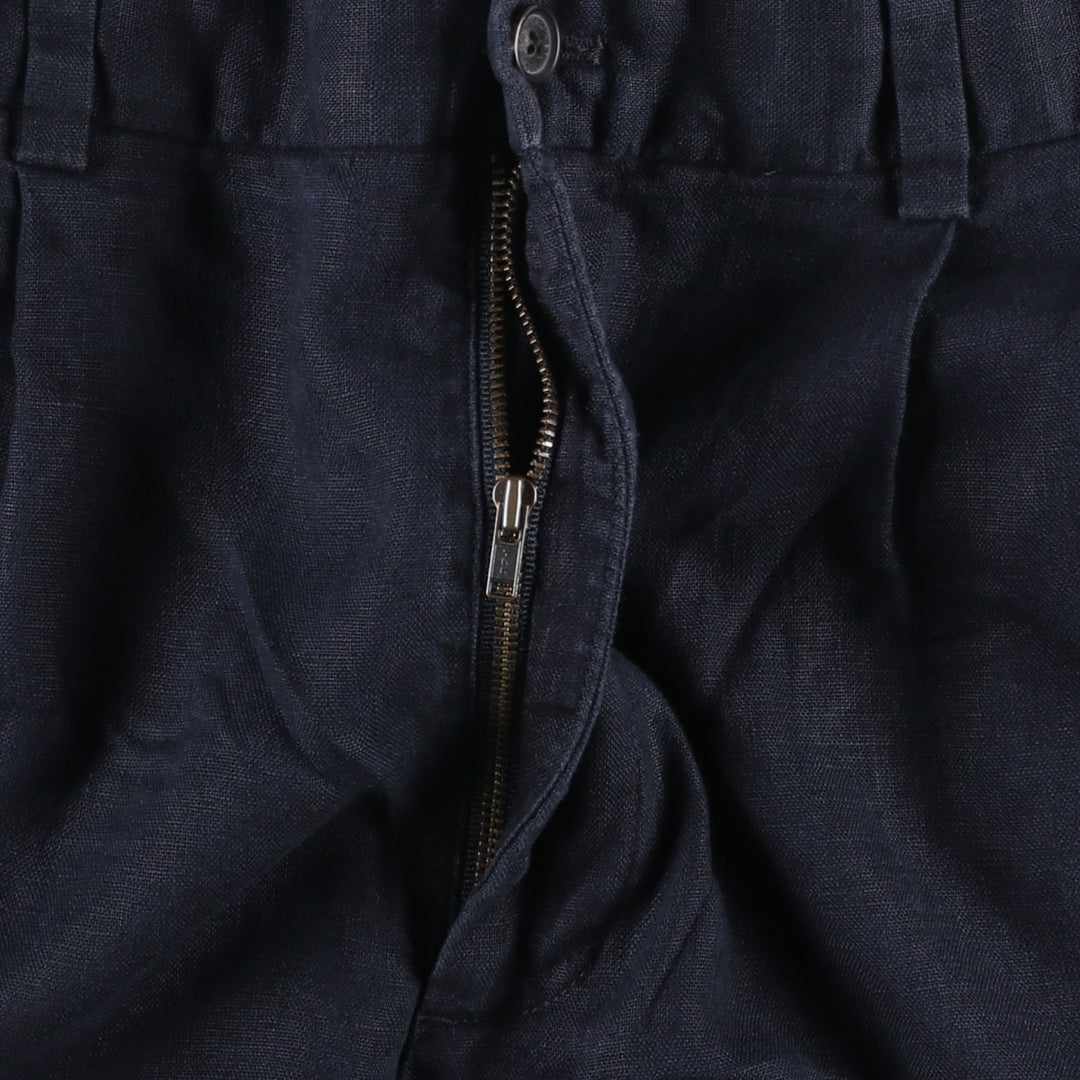 Brooks Brothers 346 Two-pleat Linen Pants, Men's Size 34 (equivalent to W34) linen navy blue type Vintage Second Hand