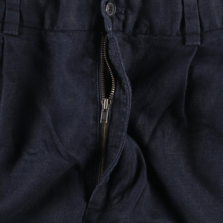 Brooks Brothers 346 Two-pleat Linen Pants, Men's Size 34 (equivalent to W34) linen navy blue type Vintage Second Hand