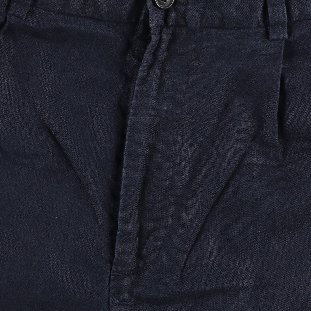 Brooks Brothers 346 Two-pleat Linen Pants, Men's Size 34 (equivalent to W34) linen navy blue type Vintage Second Hand