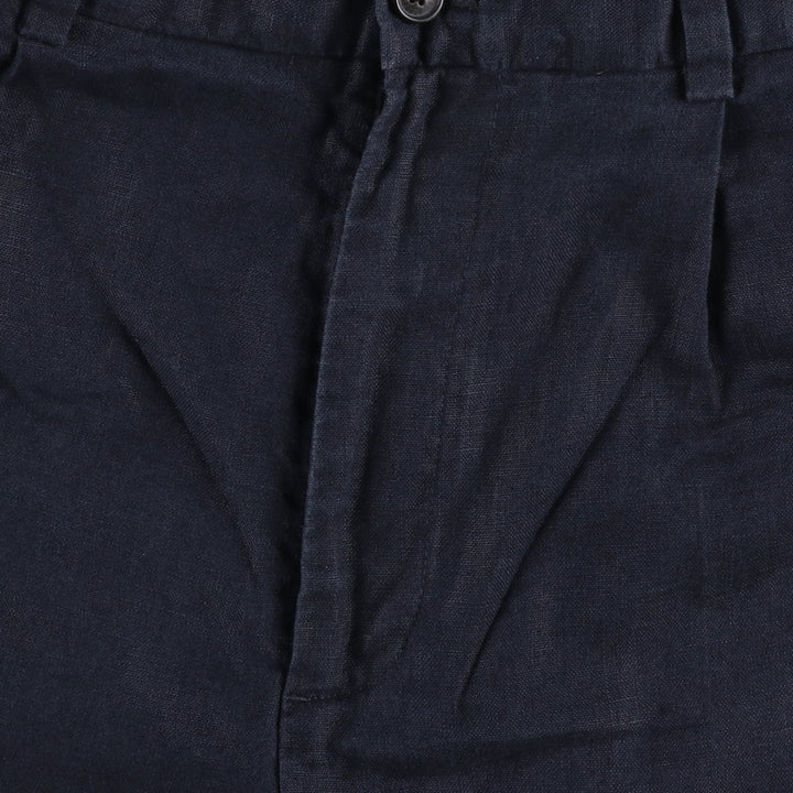Brooks Brothers 346 Two-pleat Linen Pants, Men's Size 34 (equivalent to W34) linen navy blue type Vintage Second Hand