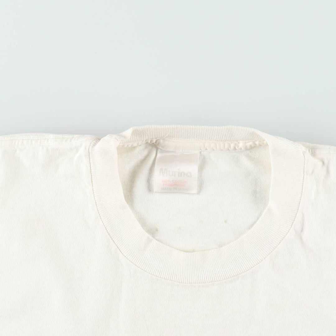 MURINA College T-shirt, Made in USA, Men's Size L cotton white type Vintage Second Hand