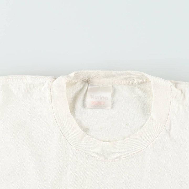 MURINA College T-shirt, Made in USA, Men's Size L cotton white type Vintage Second Hand