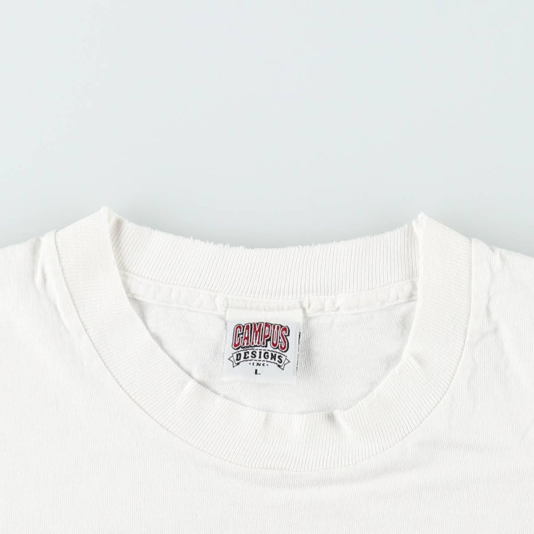 CAMPUS College T-shirt, Made in USA, Men's Size L cotton white type Vintage Second Hand