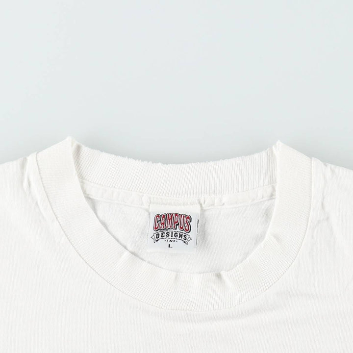 CAMPUS College T-shirt, Made in USA, Men's Size L cotton white type Vintage Second Hand