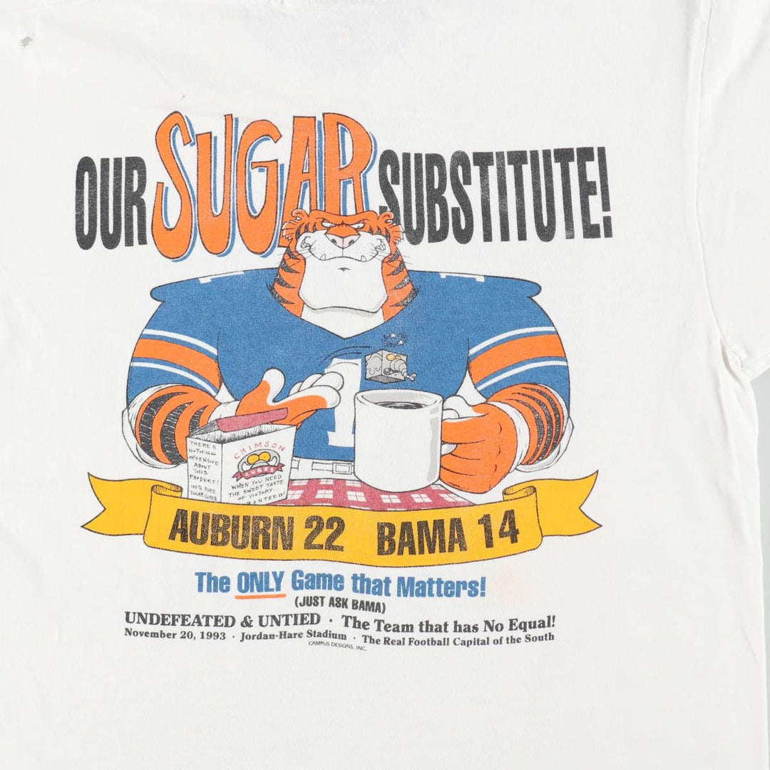 CAMPUS College T-shirt, Made in USA, Men's Size L cotton white type Vintage Second Hand
