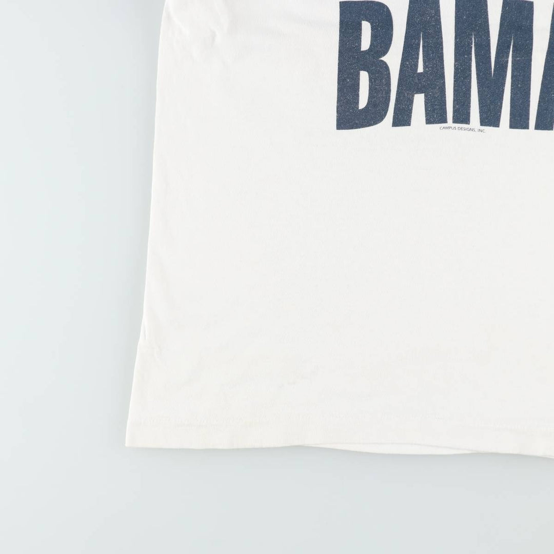 CAMPUS College T-shirt, Made in USA, Men's Size L cotton white type Vintage Second Hand