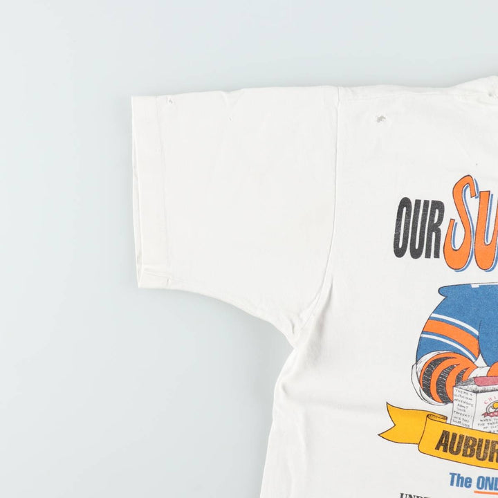 CAMPUS College T-shirt, Made in USA, Men's Size L cotton white type Vintage Second Hand