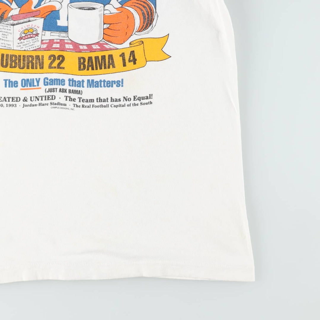 CAMPUS College T-shirt, Made in USA, Men's Size L cotton white type Vintage Second Hand