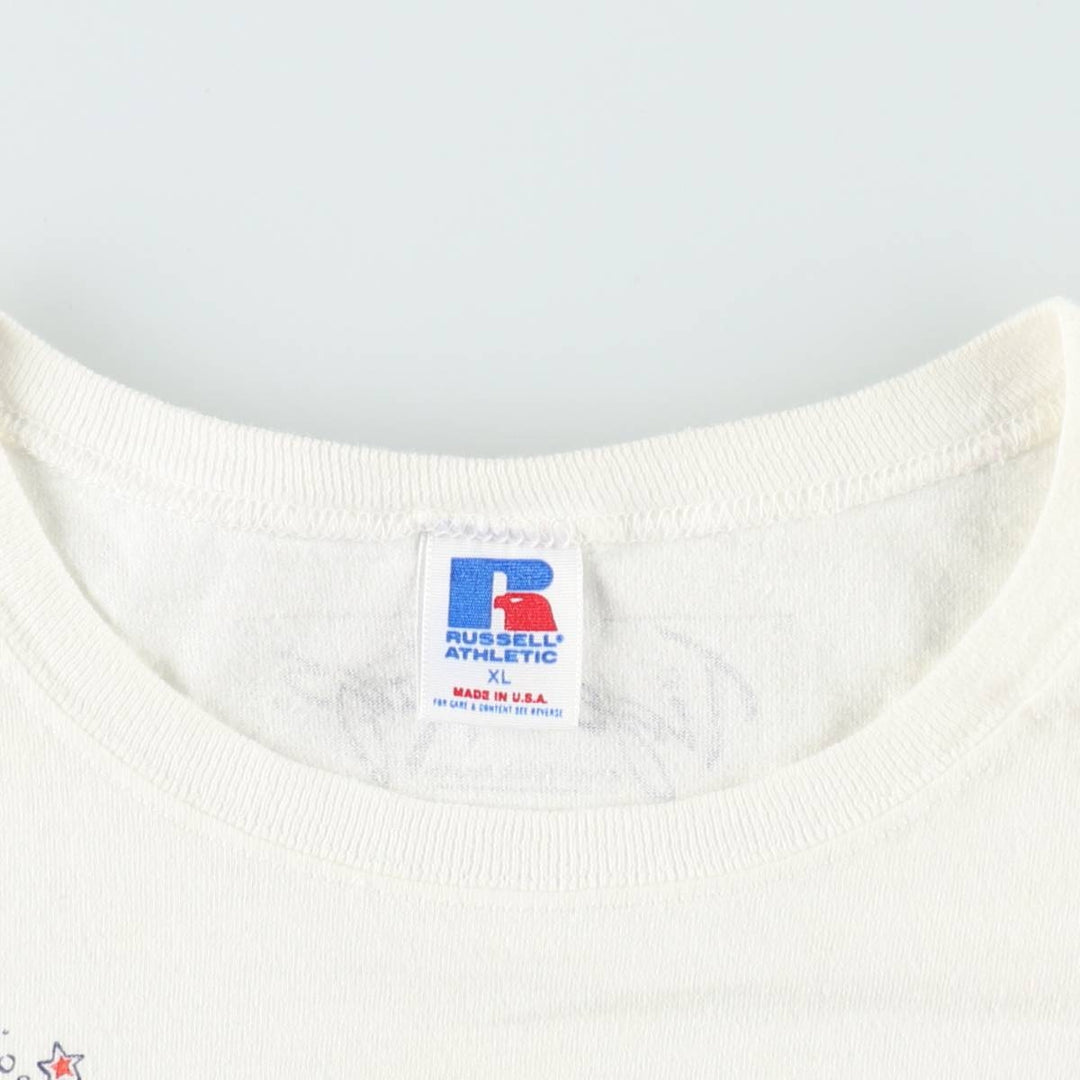 90'S Russell College T-shirt, Made in USA, Men's XL, Vintage cotton white type Vintage Second Hand