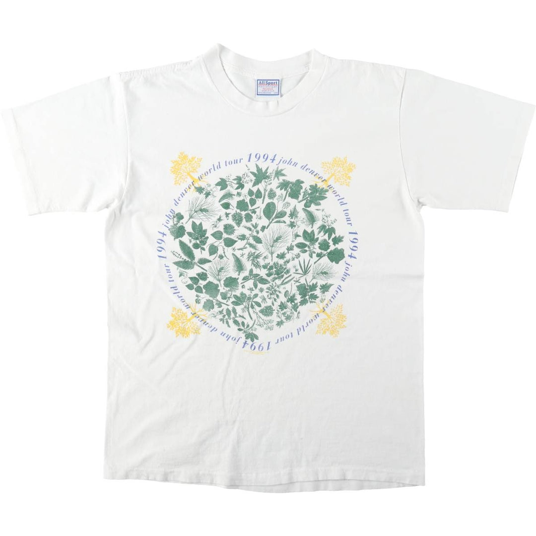90'S All Sport Print T-shirt, Made in USA, Men's L size, Vintage cotton white type Vintage Second Hand
