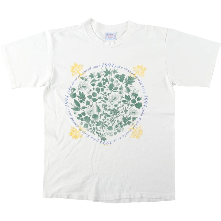 90'S All Sport Print T-shirt, Made in USA, Men's L size, Vintage cotton white type Vintage Second Hand