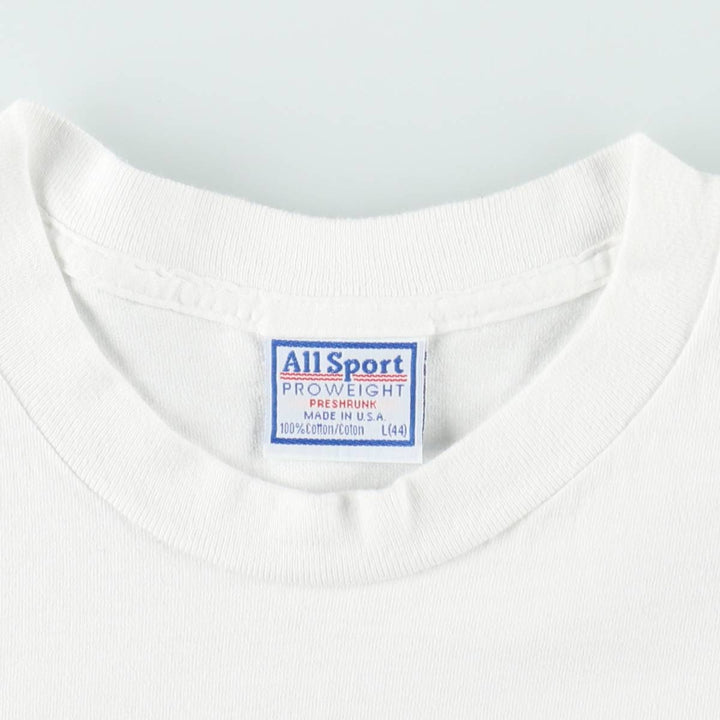 90'S All Sport Print T-shirt, Made in USA, Men's L size, Vintage cotton white type Vintage Second Hand