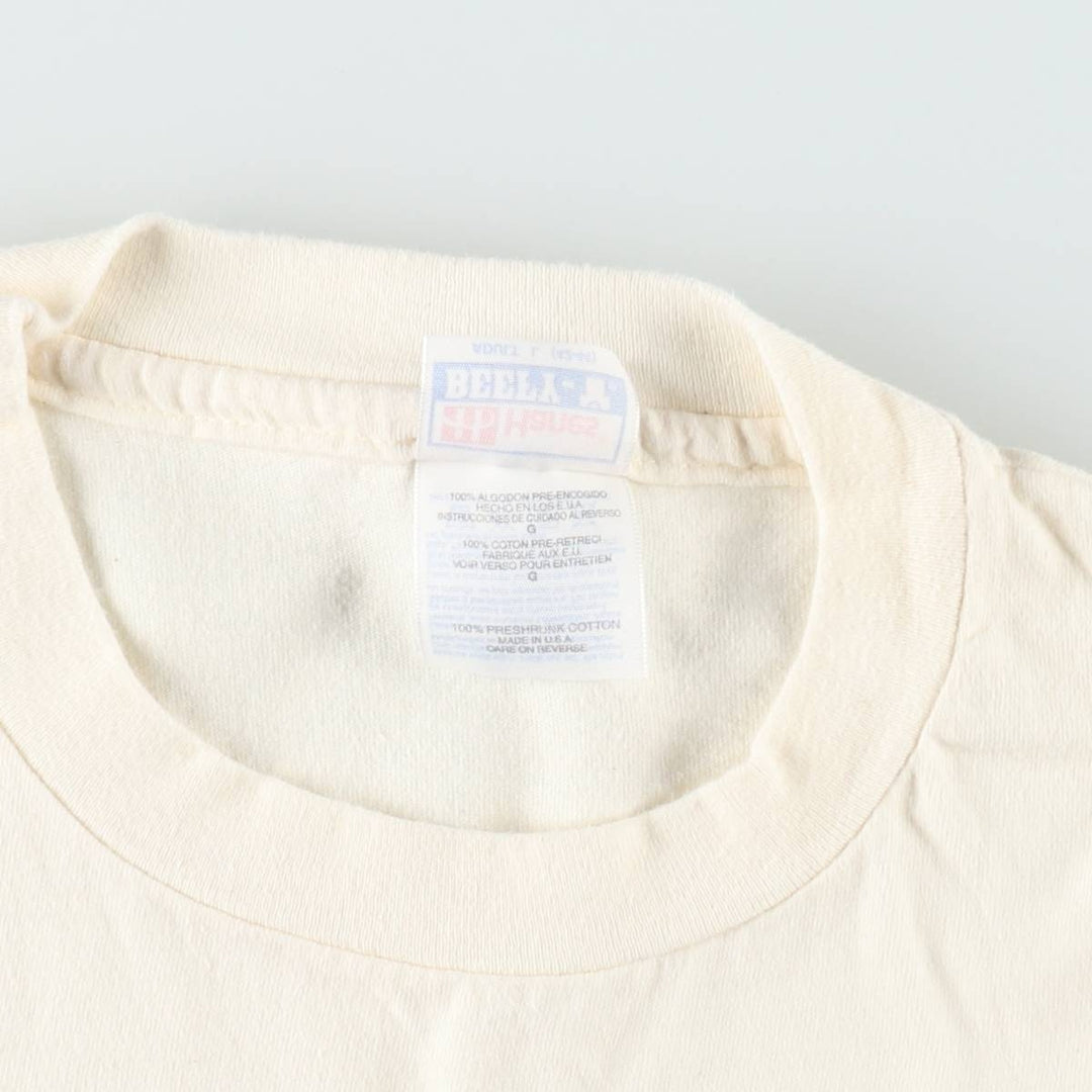 90'S Hanes BEEFY-T Printed T-shirt, Made in USA, Men's L size, Vintage cotton unbleached Vintage Second Hand