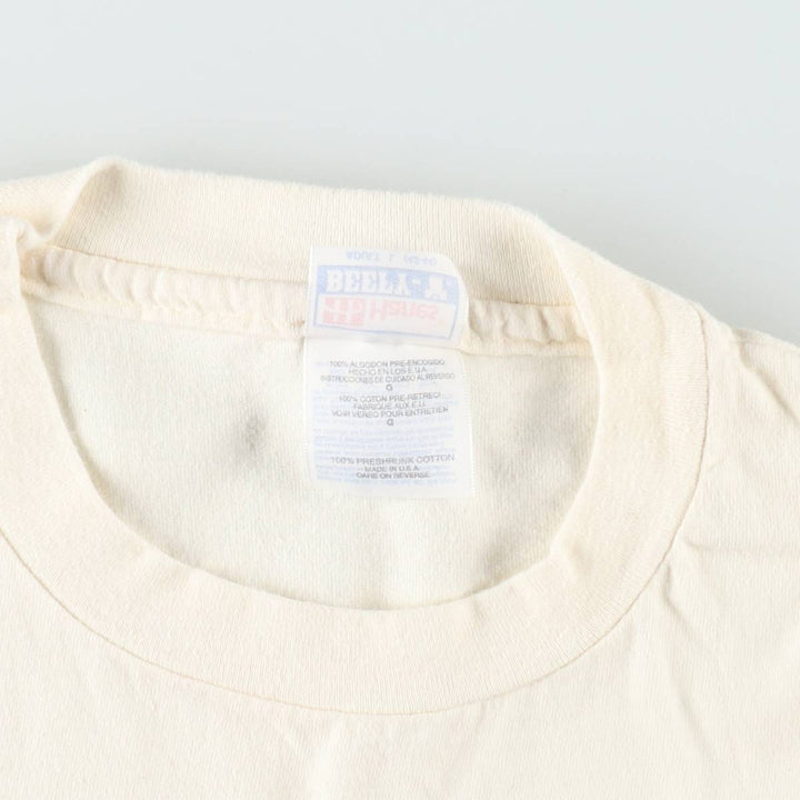 90'S Hanes BEEFY-T Printed T-shirt, Made in USA, Men's L size, Vintage cotton unbleached Vintage Second Hand
