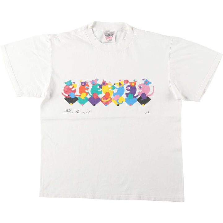 ~90'S ONEITA POWER-T Leo Lionni Matthew's Dream Print T-Shirt Made in USA Men's Size M (Equivalent) Vintage cotton white type Vintage Second Hand